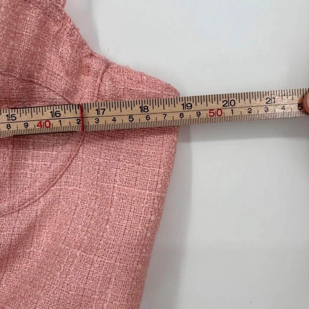 Anthropologie Tweed Corset Bustier Top Sz XL Pink Ribbons Feminine Sexy Romantic - Picture 13 of 14
